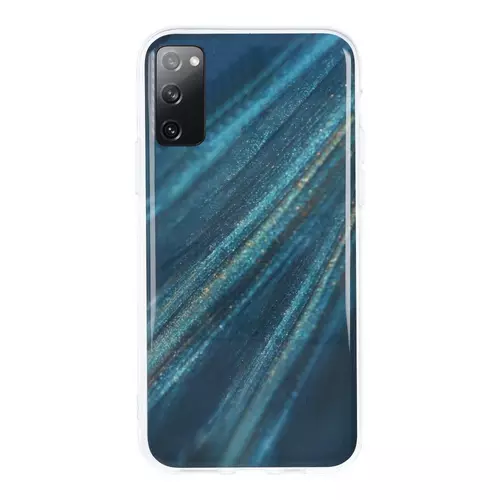 Telefontok Samsung Galaxy S20 FE - COSMO Marble d10 - Kék mintás műanyag hátlap tok, szilikon kerettel