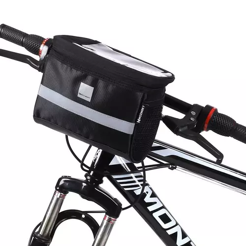 Biciklis tartó: Wozinsky WBB12BK - bicikli kormánytáska, telefontartóval fekete, 2L