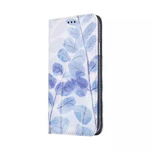 Telefontok LG K42 - Smart Trendy Kék levelek3 mágneses szilikon keretes könyvtok