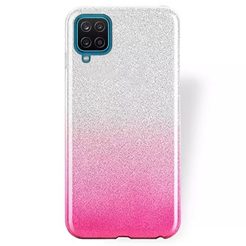 Telefontok Samsung Galaxy A12 - Ezüst / pink Shiny tok