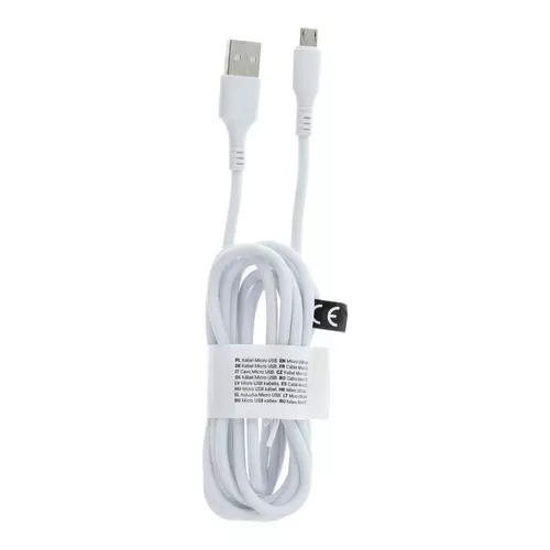 Kábel: Univerzális - fehér szövet MicroUSB / USB 2m kábel, 1A