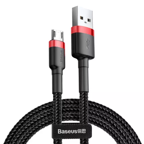 Adatkábel: BASEUS Cafule - USB / MicroUSB fekete szövet adatkábel 1,5A, 2m