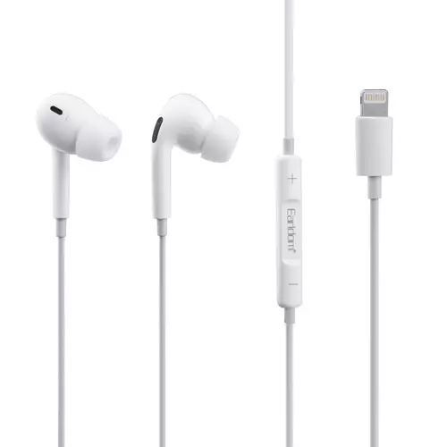 Headset: EARLDOM ET-E33 - stereo fehér fülhallgató (Lightning - iPhone csatlakozóval)