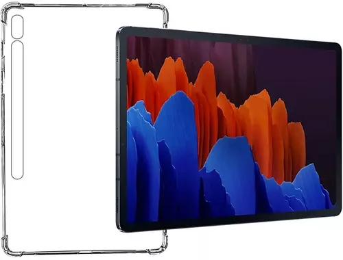 Tablettok Samsung Galaxy Tab S7+ PLUS 12.4 coll (SM-T970, SM-T976) - átlátszó, sarokerősített szilikon tablet tok