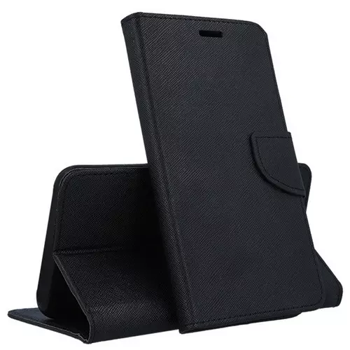 Telefontok Samsung Galaxy A51 - Fancy fekete mágneses szilikon keretes könyvtok