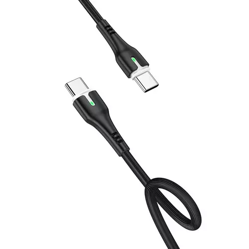 HOCO X45 - Type-C (USB-C) / Type-C (USB-C) fekete szövet adatkábel, 1m