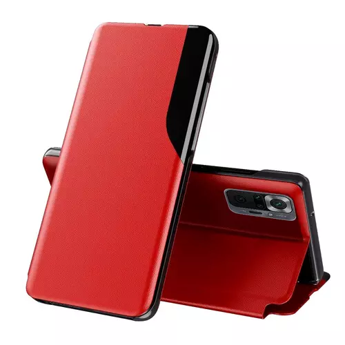 Telefontok Xiaomi Redmi Note 10 Pro / Note 10 Pro Max - Eco View bőrhatású piros könyvtok