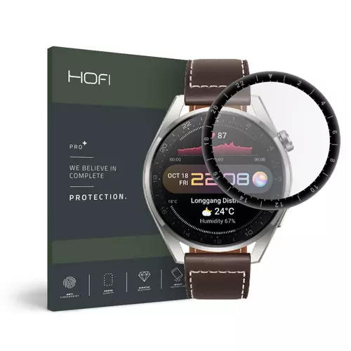 Huawei Watch 3 Pro 48mm - okosóra flexi fólia fekete kerettel