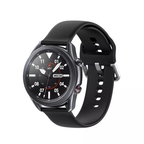 Samsung Galaxy Watch 3 (41 mm) okosóra szíj - fekete szilikon szíj