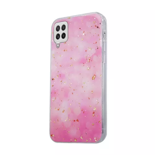 Telefontok Samsung Galaxy A22 LTE / 4G - Gold Glam pink - mintás műanyag hátlap tok, szilikon kerettel