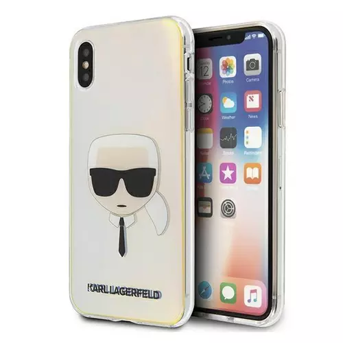 Telefontok iPhone X/XS - Karl Lagerfeld Iridescent Karl`s Head Hátlap Tok