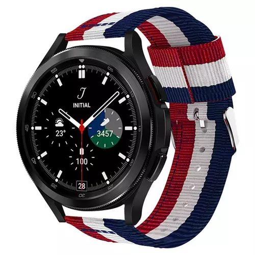 Samsung Galaxy Watch 4 40 / 42 / 44 / 46 okosóra szíj - kék/fehér/piros szövet szíj