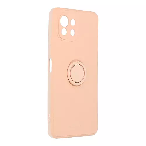 Telefontok Xiaomi 11 Lite 5G NE / Mi 11 Lite - Roar Amber pink szilikon tok, kitámasztó ujjgyűrűvel