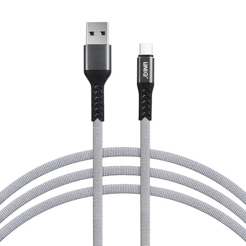 Kábel: UNIQ - szürke szövet Type-C (USB-C) / USB gyorstöltő 2m kábel, 1,6A