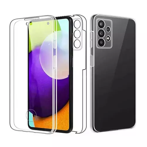 Telefontok Samsung Galaxy A52 / A52 5G / A52s 5G - átlátszó szilikon előlap + plexi hátlapi tok 360°