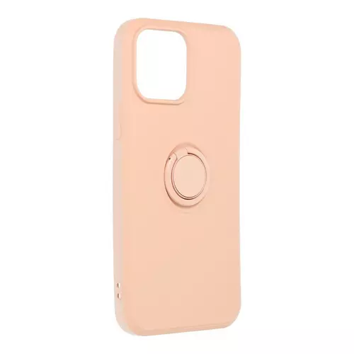 Telefontok iPhone 13 Pro Max - Roar Amber pink szilikon tok, kitámasztó ujjgyűrűvel