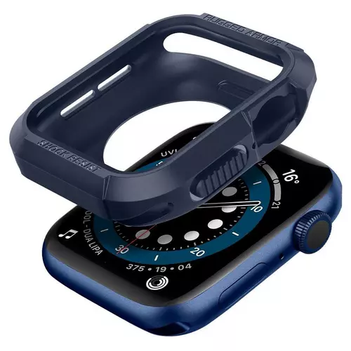 Apple Watch 4 / 5 / 6 / SE (44 mm) okosóra tok - SPIGEN Rugged Armor kék szilikon tok