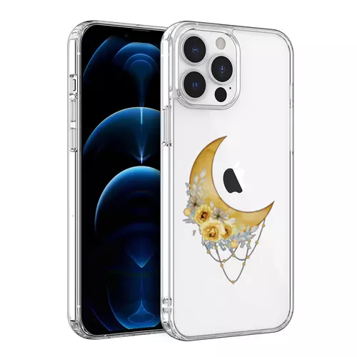 iPhone 13 Pro Max Telefontok - L Arte Summer Moon mintás átlátszó műanyag hátlap tok, szilikon kerettel
