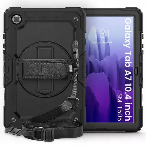 Tablettok Samsung Galaxy Tab A7 10,4 (2020 / 2022) - SOLID360 ütésálló, kitámasztható, fekete tablet tok