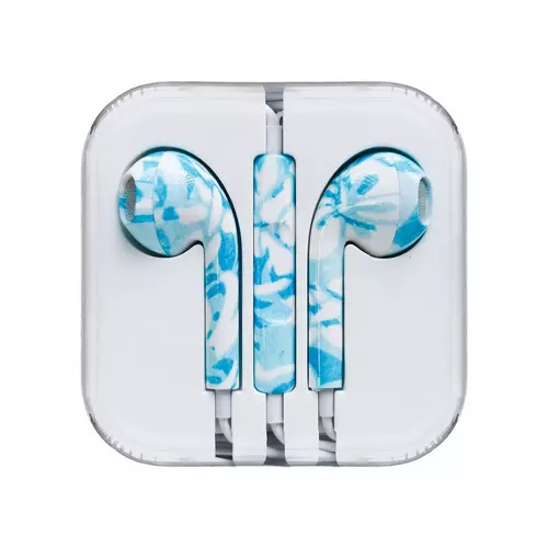 Headset: Earphone sztereo kék/fehér mintás headset - dobozban 3.5mm jack csatlakozóval