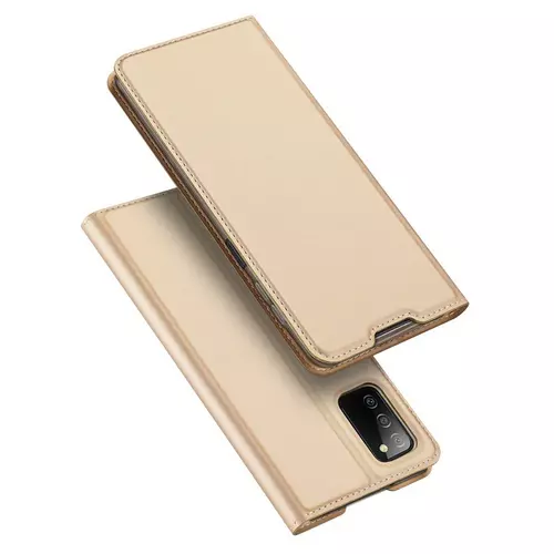 Telefontok Samsung Galaxy A03s - Dux Ducis arany flipcover tok