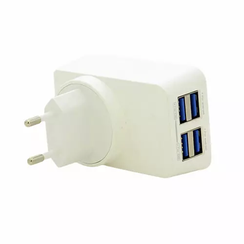 Hálózati töltő: LDNIO DL-AC62 - 4 USB porttal, univerzális hálózati töltő, fehér, 4,2A + USB / MicroUSB kábel, fehér 1m