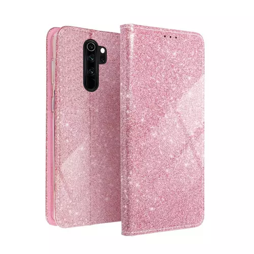 Telefontok Xiaomi Redmi Note 8 Pro - pink Shiny mágneses szilikon keretes könyvtok