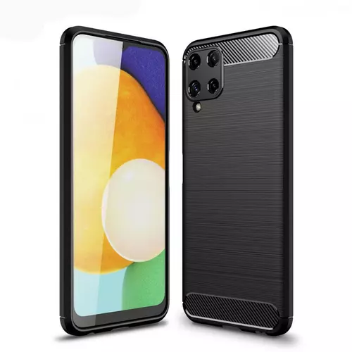 Samsung Galaxy M22 Telefontok - Carbon Fiber fekete szilikon tok