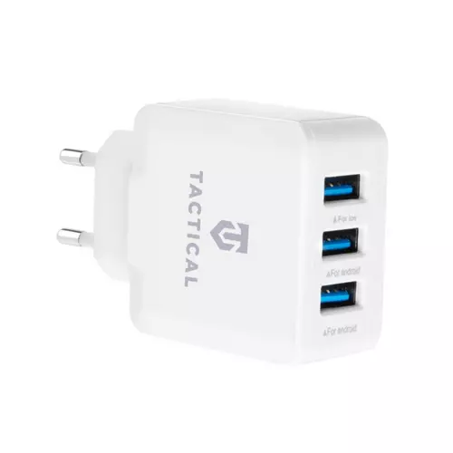 Hálózati töltő: Tactical LZ-043 - 3 USB porttal, hálózati gyors töltő, fehér, 3,1A