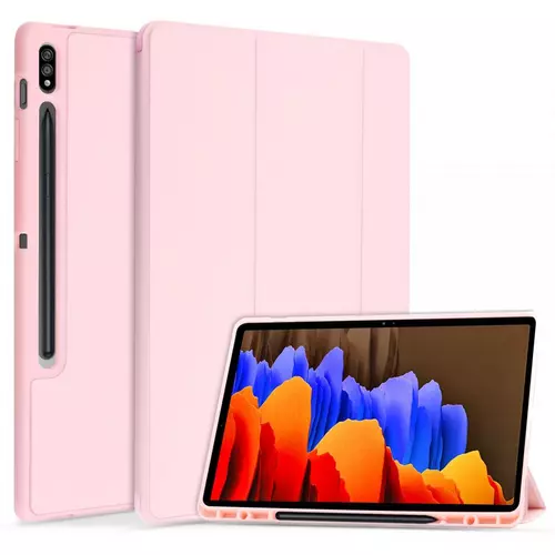 Tablettok Samsung Galaxy Tab S7 FE (SM-T730, SM-T733, SM-T736B) - pink smart case tablet tok ceruza tartóval