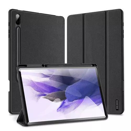 Tablettok Samsung Galaxy Tab S7 FE (SM-T730, SM-T733, SM-T736B) - DUX DUCIS DOMO fekete smart case, ceruza tartóval