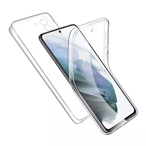 Telefontok Samsung Galaxy S22+ (S22 Plus) - átlátszó szilikon előlap + plexi hátlap tok 360 fokos