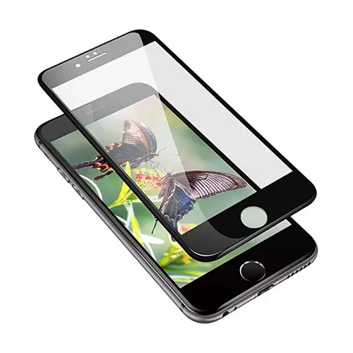 Üvegfólia iPhone 7 / 8 - 5D full glue, kemény tokbarát fólia fekete kerettel