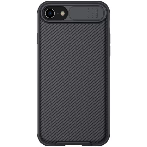 Telefontok iPhone SE3 2022 - Nillkin csúsztatható kameravédős fekete hátlap tok