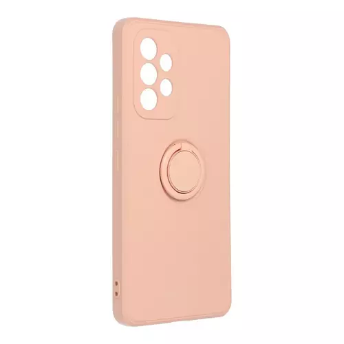 Telefontok Samsung Galaxy A53 5G - Roar Amber púder pink szilikon tok, kitámasztó ujjgyűrűvel