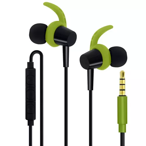 Headset: Forver SP-100 - fekete/zöld stereo headset fülhallgató, mikrofonnal