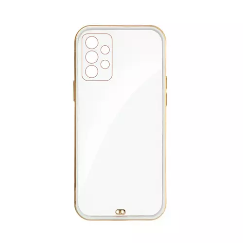 Telefontok Samsung Galaxy A13 (A135F / A137F) - Forcell Lux - átlátszó szilikon hátlap tok arany/fehér kerettel