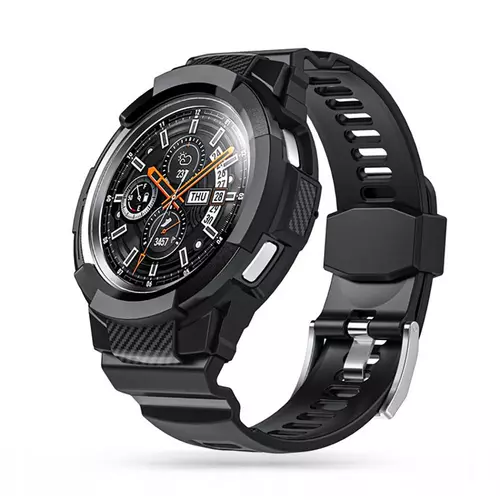 Samsung Galaxy Watch 4 CLASSIC (46 mm) okosóra szíj+tok - Tech-Protect Pro fekete szilikon szíj+tok