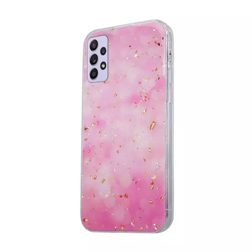 Telefontok Samsung Galaxy A53 5G - Gold Glam pink - mintás műanyag hátlap tok, szilikon kerettel