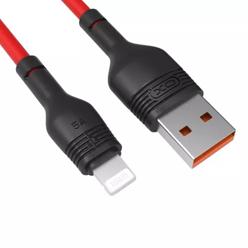 Kábel: XO NB55 - USB / MicroUSB piros szövetkábel 1m, 5A