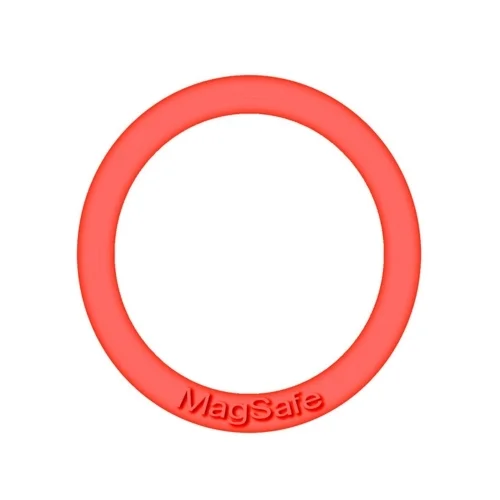 Univerzális MagSafe töltést segítő gyűrű (1db) - fém szilikon bevonattal, korallpiros