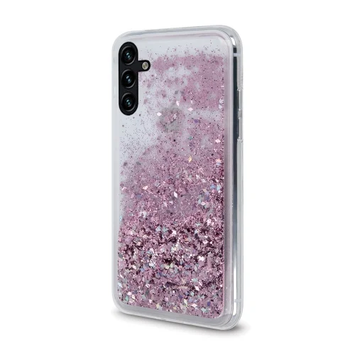 Telefontok Samsung Galaxy A13 5G - folyékony pink csillámos, átlátszó hátlap tok 