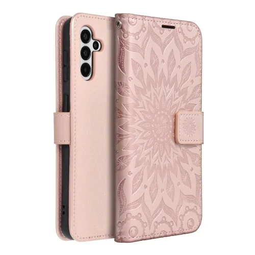 Samsung Galaxy A04s (A047) Telefontok - MEZZO mandala mintás rose gold mágneses szilikon keretes könyvtok