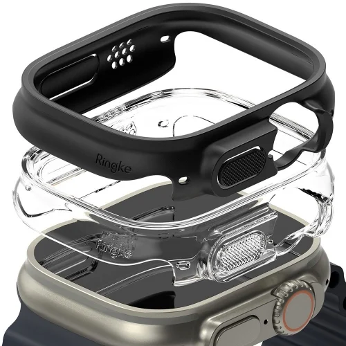 Ringke Slim műanyag védő tok Apple Watch Ultra 1 / 2 (49 mm) okosórához fekete+átlátszó