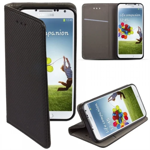 Telefontok Huawei P10 - fekete mágneses szilikon keretes könyvtok 