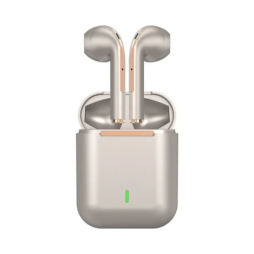 Headset: TWS J18 - arany bluetooth headset, töltő tokkal