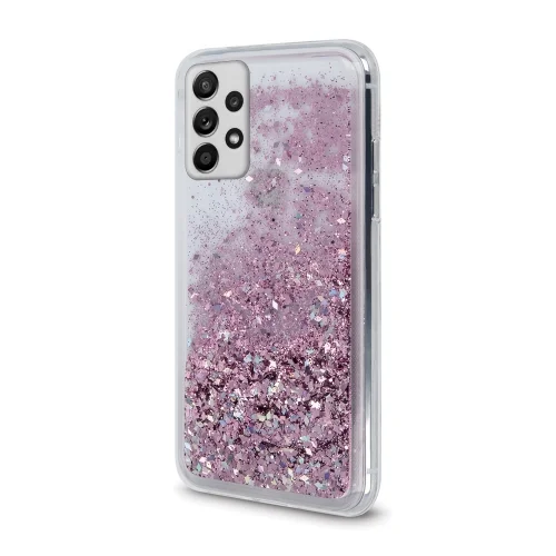 Telefontok Samsung Galaxy A53 5G - folyékony pink csillámos, átlátszó hátlap tok 