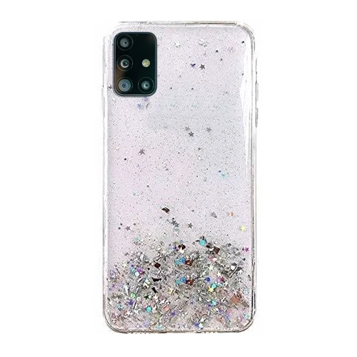 Telefontok Samsung Galaxy M51 - ezüst csillámos átlátszó hátlap tok 