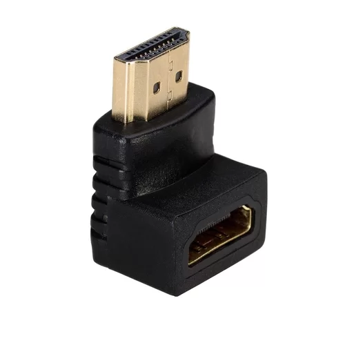 Adapter: Akyga AD-01- HDMI / HDMI HUB porttal, 90 fokban elfordított, fekete