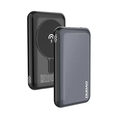 Powerbank: Dudao TGK1 - szürke vezetékes (USB-C) és Wireless (MagSafe kompatibilis) power bank 10 000 mAh, 15W